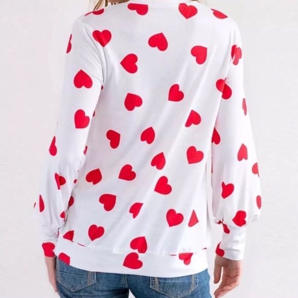 Sweetheart Red Heart Valentine Print Top L-XL - Picture 4 of 8